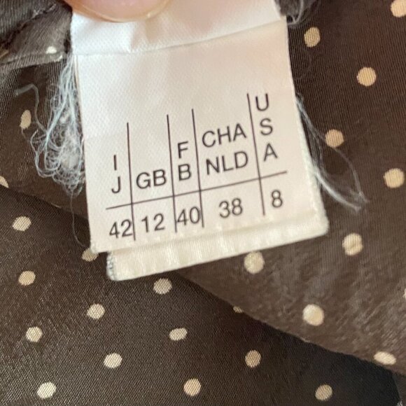 Vintage silk shirt 8 brown polka dot luxury - Picture 9 of 9